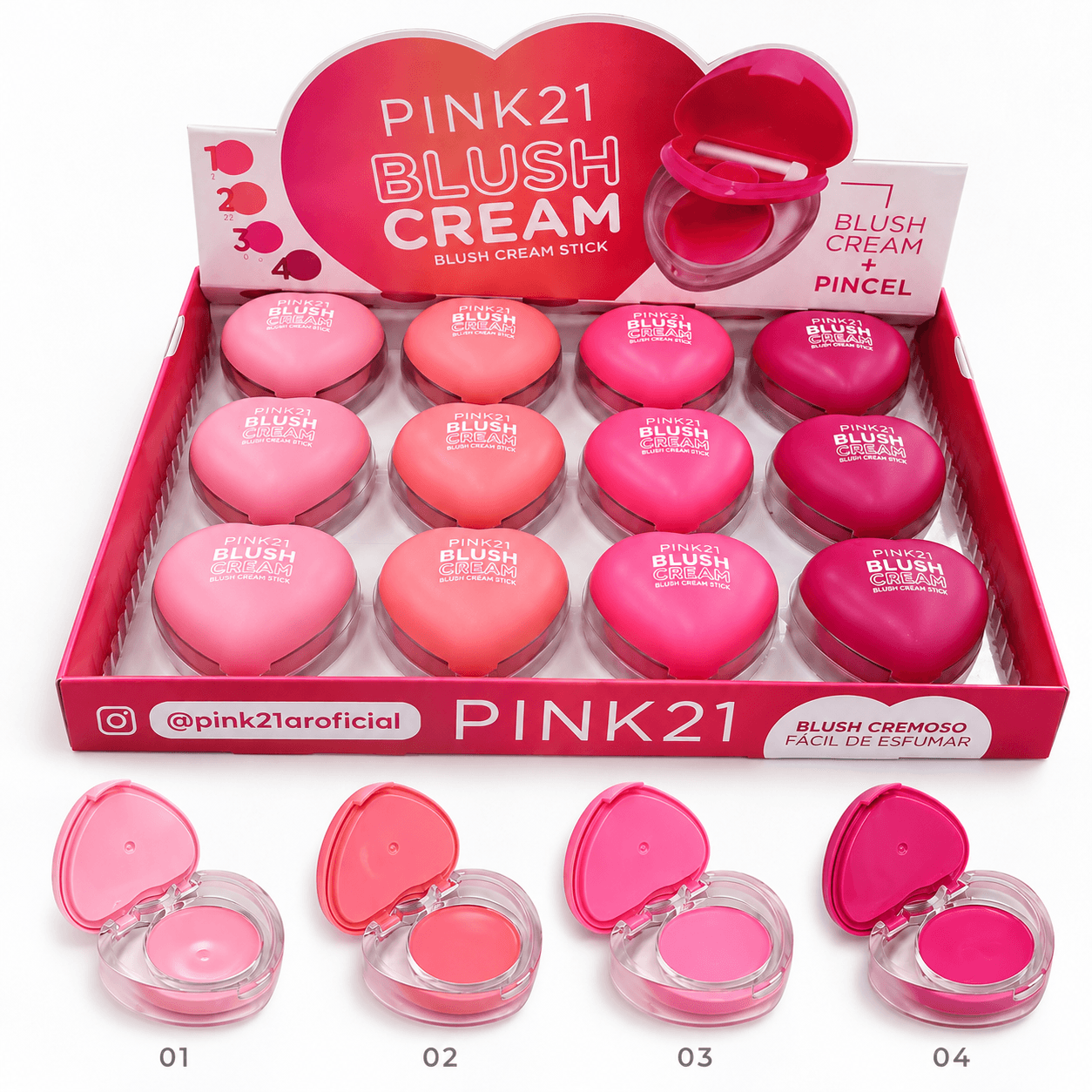 Rubor en Crema Corazón PINK 21